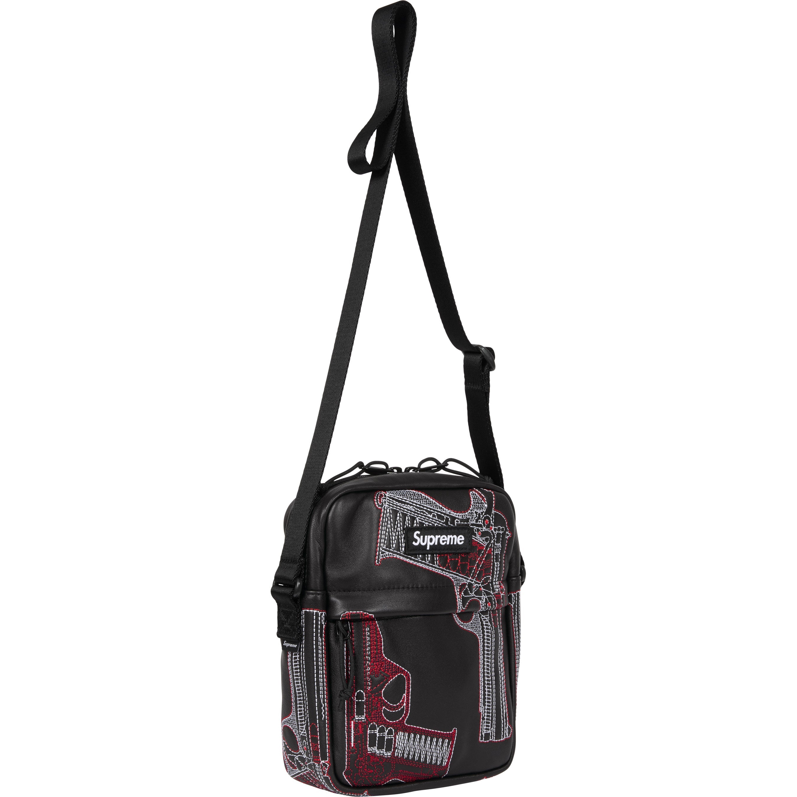 Guns Embroidered Leather Shoulder Bag view 7